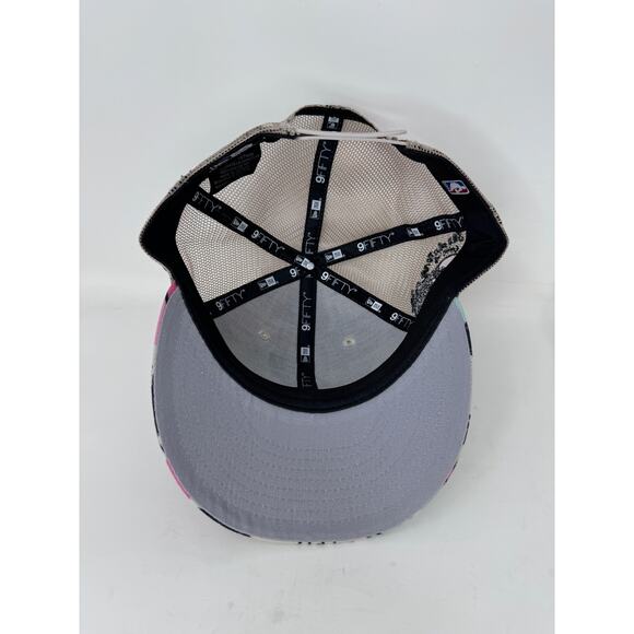 New Era San Antonio Spurs Palm Trees Trucker Snapback Hat 9FIFTY Cream Mens OS - Picture 6 of 8